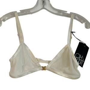 NWT Chaser Mesh Front Clasp Bralette, White/Cream, Women's Size Medium